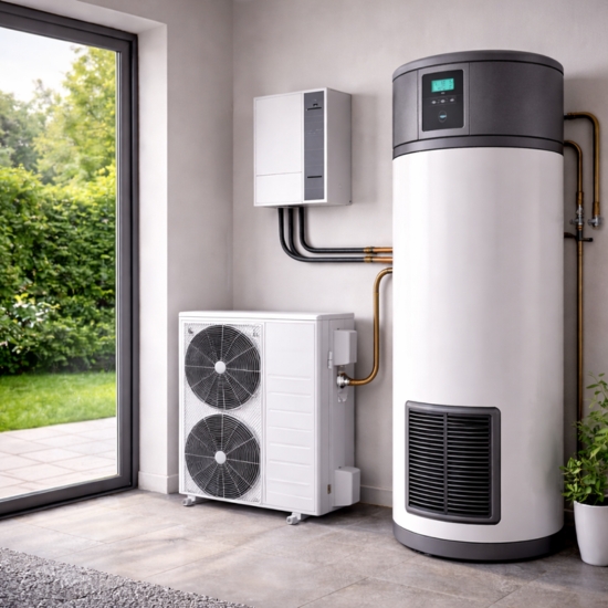 Split model: indoor tank with an outdoor unit